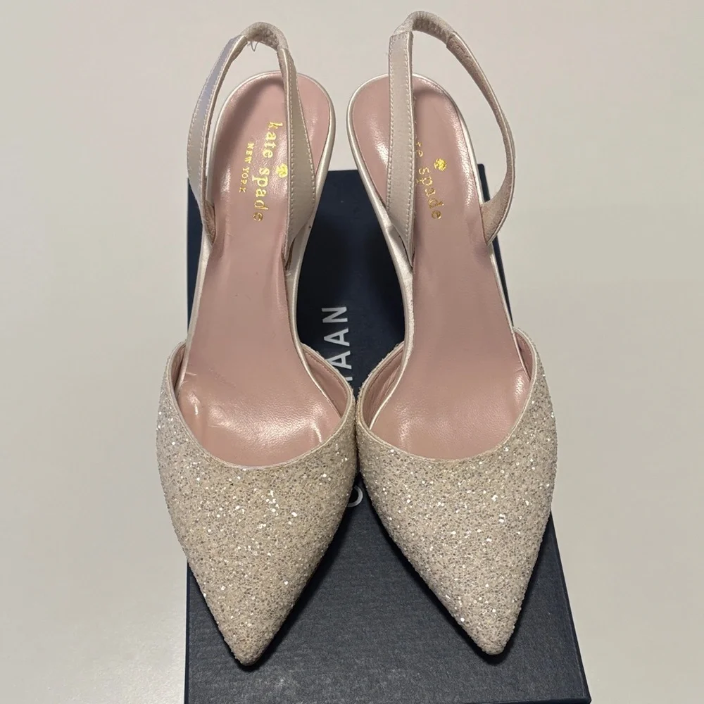 Kate Spade New York Glitter Slingback Pumps in Champagne